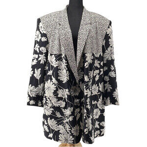 August Silk Diane Gilman silk blazer floral plus size career even luxury sz 2X